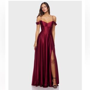 Darling Burgundy Maxi Dress with Slit